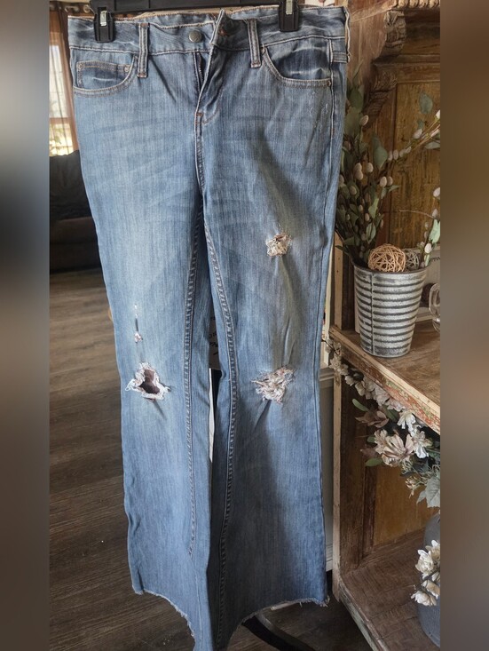 Free People Denim - Free People Light Blue Ripped Wide-Leg Jeans